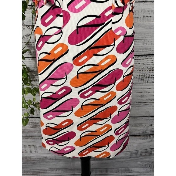 Grace Elements Skirt 8 Pink Orange Flip Flops Summer Beach Knee Modest Stretch - Picture 5 of 10